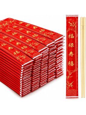 1000 Pairs 9" Eco-Friendly Disposable Bamboo Chopsticks - Individually Wrapped